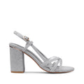 Sandalia de tacón alto para mujer color plata metalizada