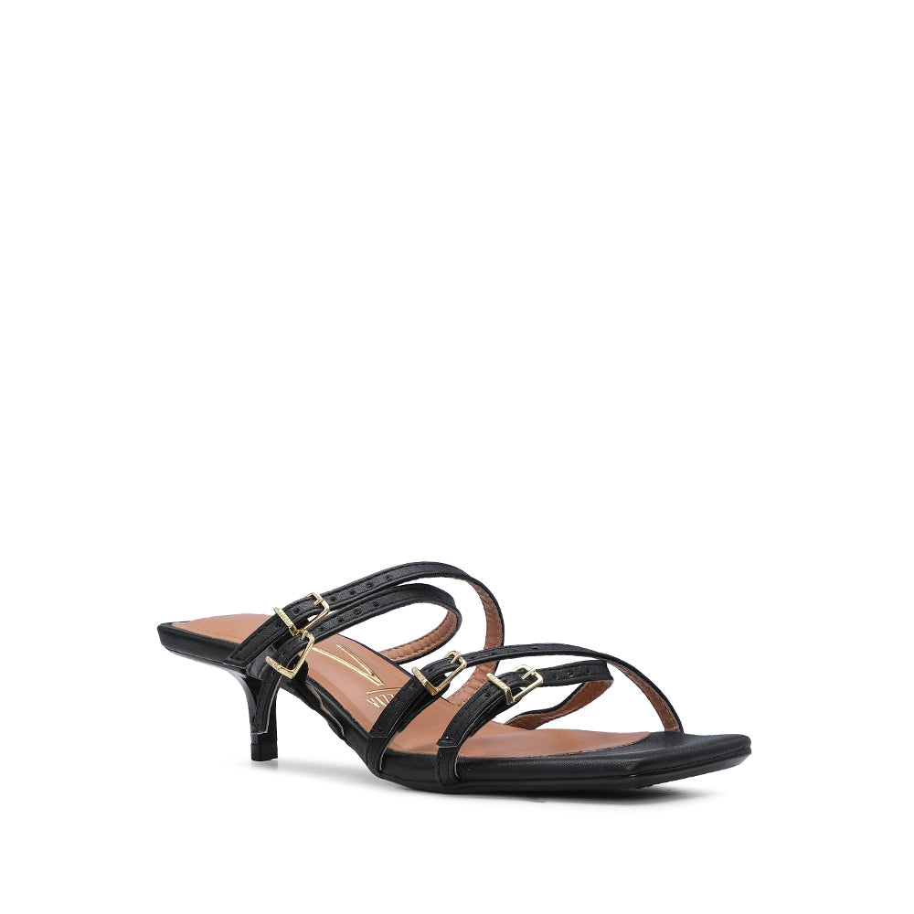 Sandalia de tacón medio para mujer en color negro