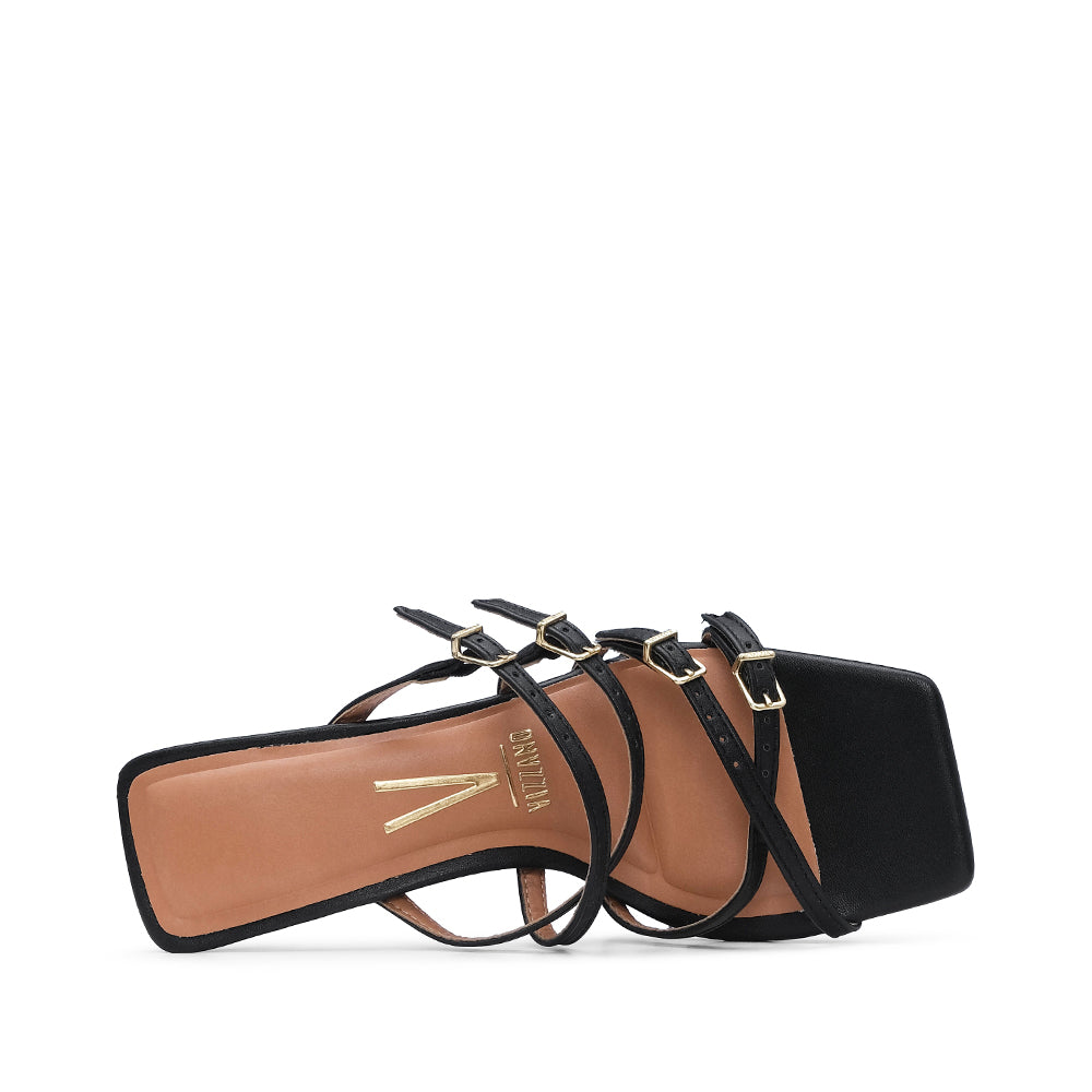 Sandalia de tacón medio para mujer en color negro