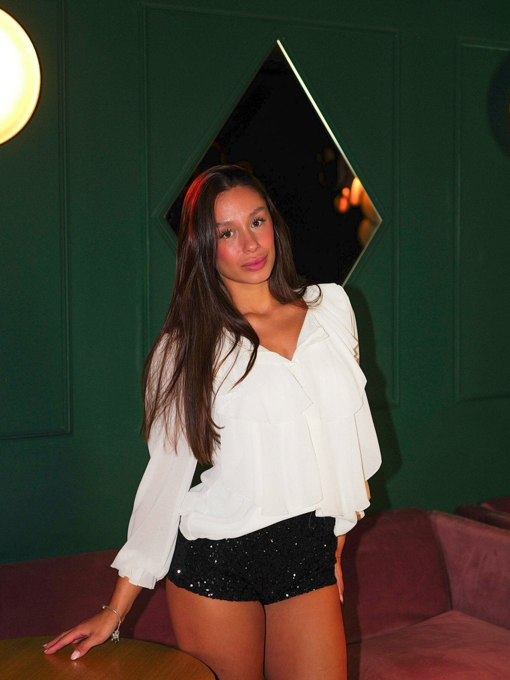 Blusa volante romántica blanca