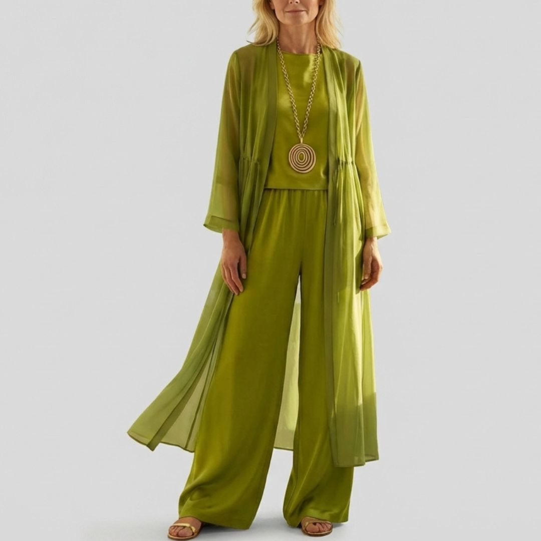 Conjunto Elvira™ | Conjunto de lino con mangas murciélago y pantalón ancho